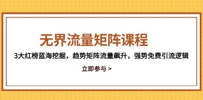 14763无界流量矩阵课程，3大红榜蓝海挖掘，趋势矩阵流量飙升，强势免费引流逻辑-即用库