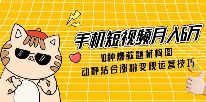 14791手机短视频月入6万，10种爆款题材构图，动静结合涨粉变现运营技巧-即用库